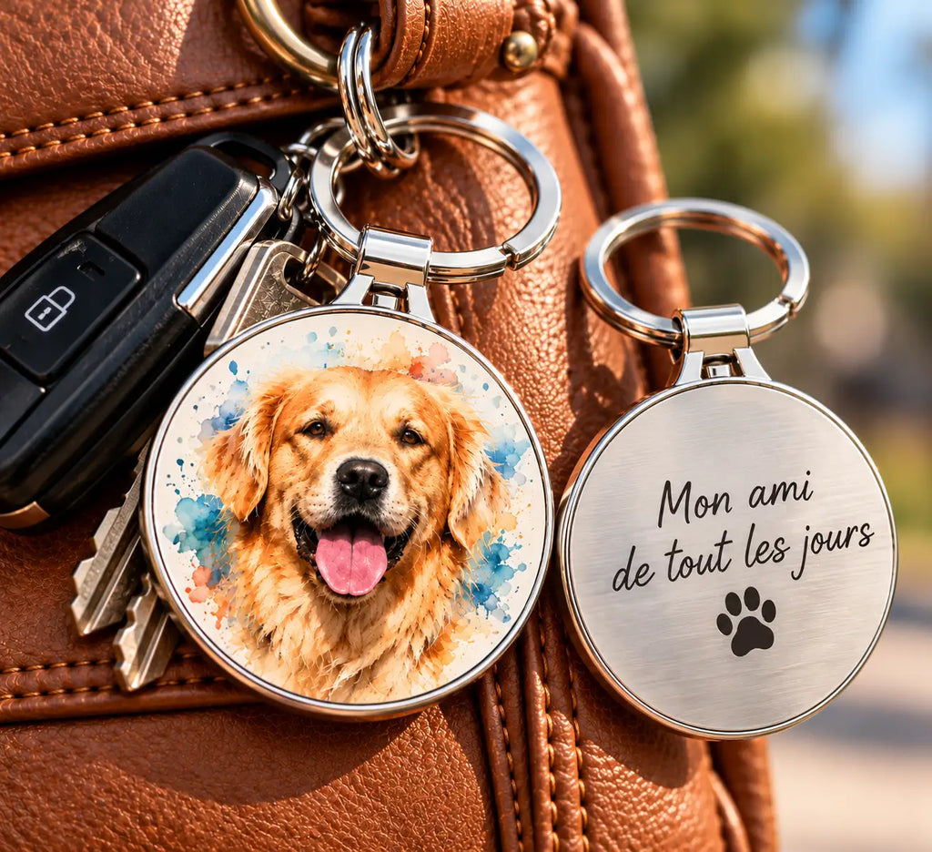 Porte Clé Personnalisé Photo Animal – Aquarelle, Fusain ou Pop Art