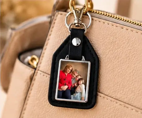 Porte-Clé Personnalisé Famille – Simili Cuir & Photo Sublimation HD