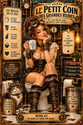 Affiche Métal WC Steampunk – Le Petit Coin des Grandes Reines A4