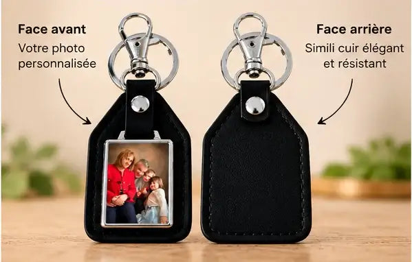 Porte-Clé Personnalisé Famille – Simili Cuir & Photo Sublimation HD