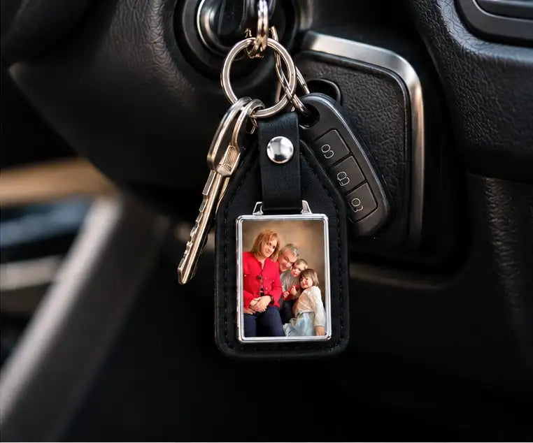 Porte-Clé Personnalisé Famille – Simili Cuir & Photo Sublimation HD